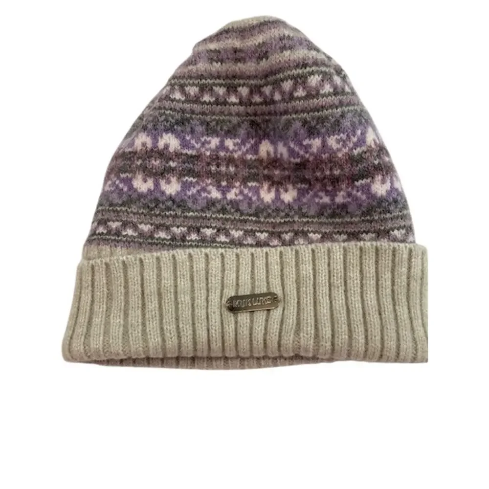 MUK LUK-Beanie Fairisle Pattern With a Folded Ribbed Cuff